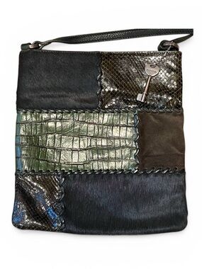 Fossil Vintage Cowhide Fur Animal Print Leather Patchwork Crossbody